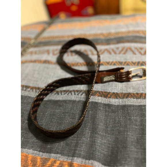 Men's Brighton Brown Woven Leather Belt - Picture 1 of 4
